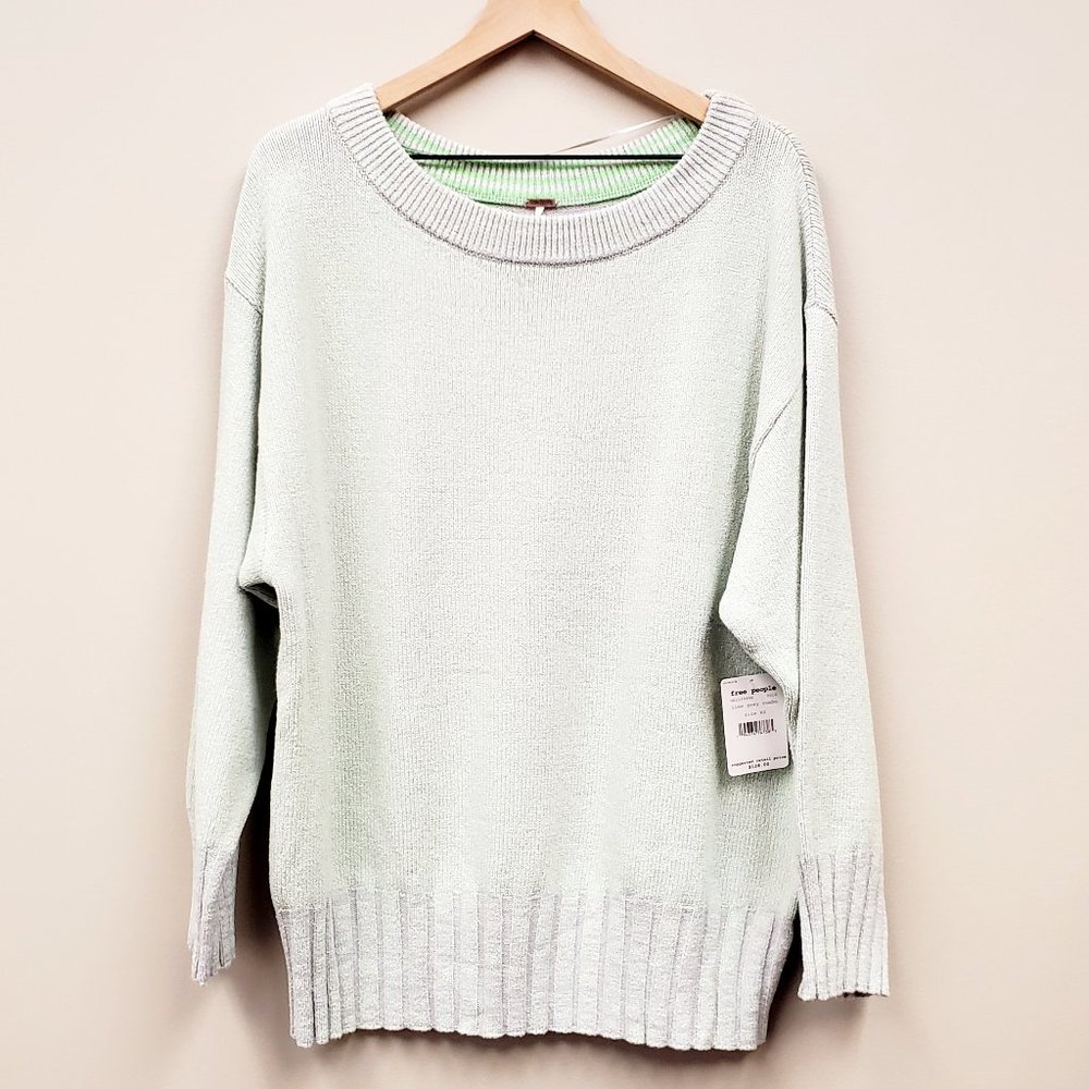 Free People Street Fair Tunic Lime Grey Combo Tunic Size XS NWT